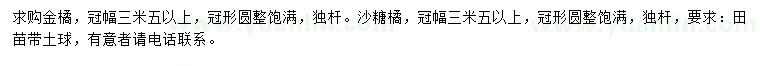 求購冠3.5米以上金橘