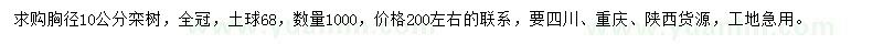 求購胸徑10公分欒樹