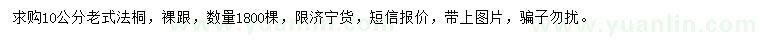 求購10公分老式法桐