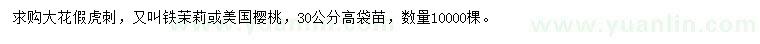 求購30公分美國櫻桃高袋苗