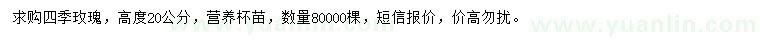 求購20公分四季玫瑰