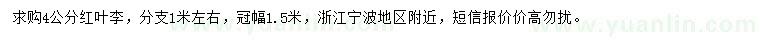 求購4公分紅葉李