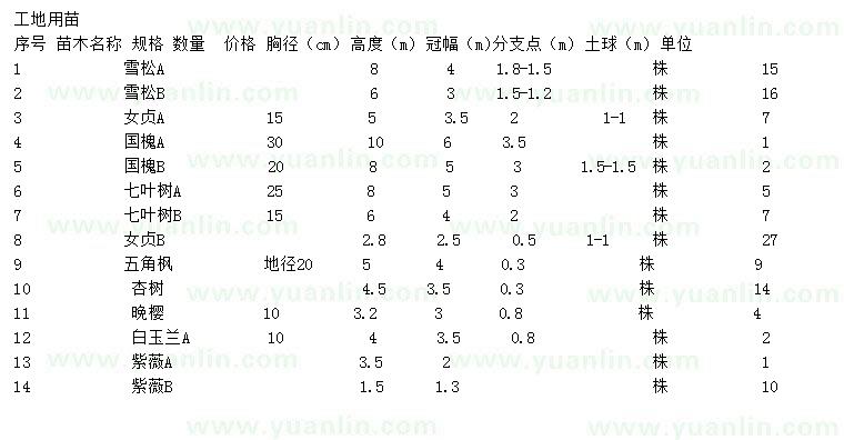 求購(gòu)雪松、女貞、國(guó)槐等