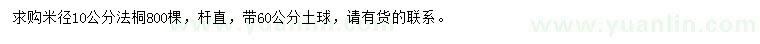 求購米徑10公分法桐