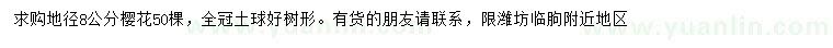 求購地徑8公分櫻花