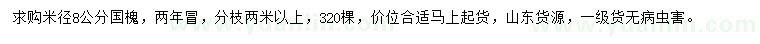 求購米徑8公分國槐