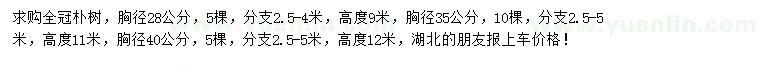 求購(gòu)胸徑28、35、40公分樸樹