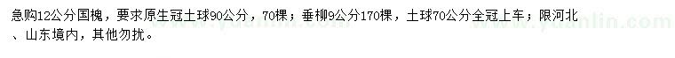 求購12公分國槐、9公分垂柳