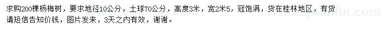 求購地徑10公分楊梅樹