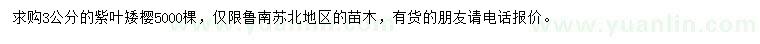 求購3公分紫葉矮櫻