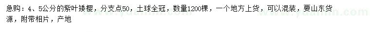 求購4、5公分紫葉矮櫻