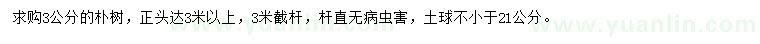 求購3公分樸樹