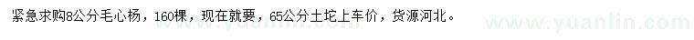 求購8公分毛心楊