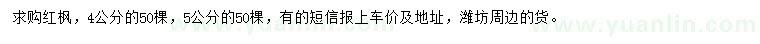 求購(gòu)4、5公分紅楓