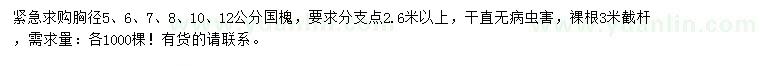 求購(gòu)胸徑5、6、7、8、10、12公分國(guó)槐