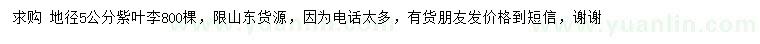 求購(gòu)地徑5公分紫葉李