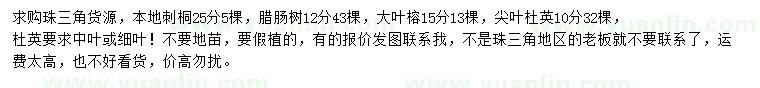 求購(gòu)本地刺桐、臘腸樹、大葉榕等