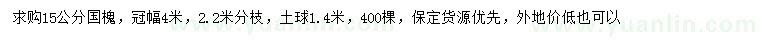 求購15公分國槐