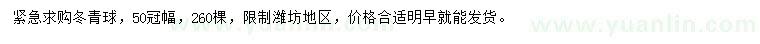 求購(gòu)冠50公分冬青球