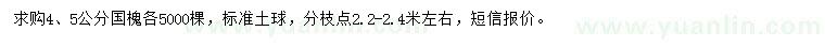 求購4、5公分國槐