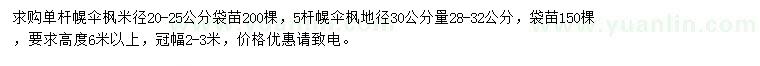 求購幌傘楓