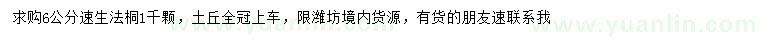求購6公分速生法桐