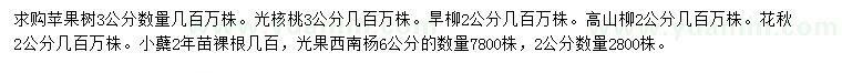 求購蘋果樹、光核桃、旱柳等