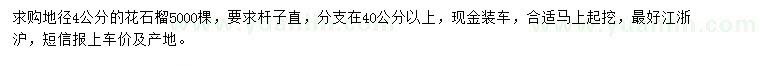 求購地徑4公分花石榴