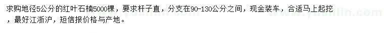 求購地徑5公分紅葉石楠