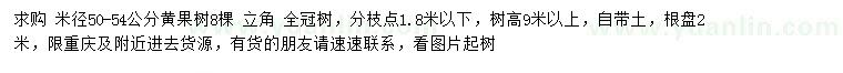 求購米徑50-54公分黃果樹
