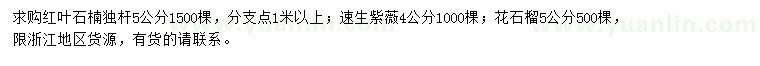 求購紅葉石楠、速生紫薇、花石榴