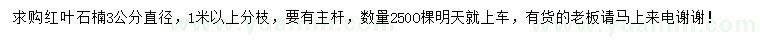求購直徑3公分紅葉石楠