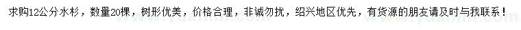 求購12公分水杉