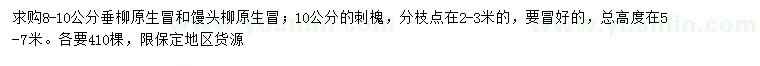 求購(gòu)垂柳、饅頭柳、刺槐