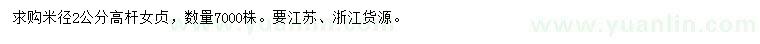 求購米徑2公分高桿女貞