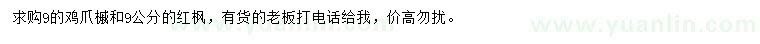 求購9公分雞爪槭、紅楓