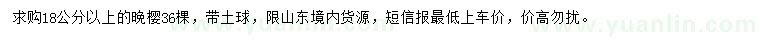 求購(gòu)18公分以上晚櫻