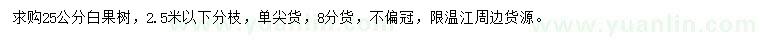 求購25公分白果樹