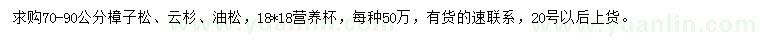 求購(gòu)樟子松、云杉、油松杯苗