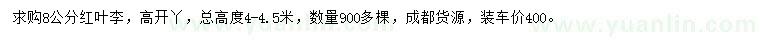 求購8公分紅葉李