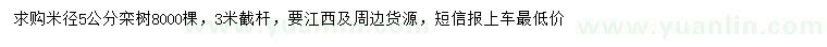 求購米徑5公分欒樹