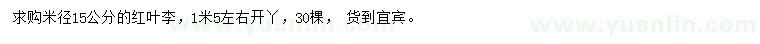 求購米徑15公分紅葉李