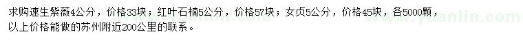 求購速生紫薇、紅葉石楠、女貞