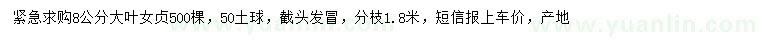 求購8公分大葉女貞