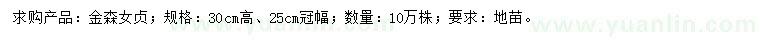 求購30公分高金森女貞