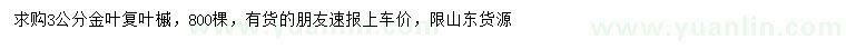 求購3公分金葉復(fù)葉槭