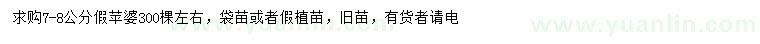 求購7-8公分假蘋婆