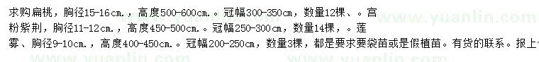 求購扁桃、宮粉紫荊、蓮霧等