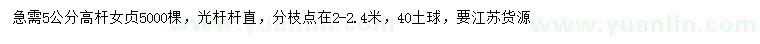 求購(gòu)5公分高桿女貞