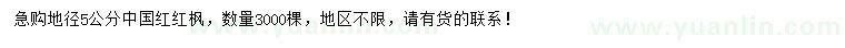 求購(gòu)地徑5公分中國(guó)紅紅楓